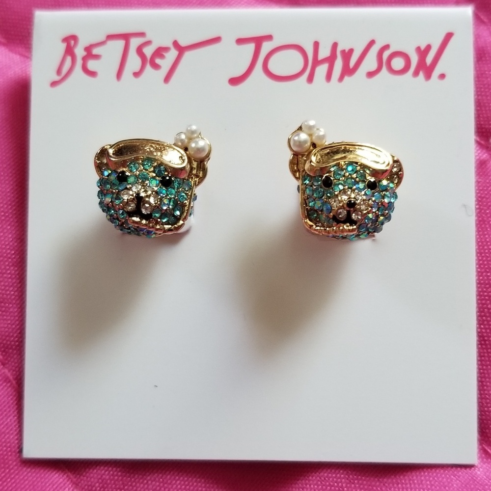 Betsey Johnson blue bear earrings stud mermaid betsey  earrings